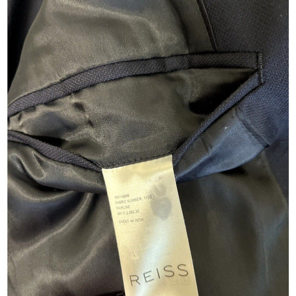 Reiss Wool Mohair Unlined 2 Button Blazer Men's Size 44 Navy Blue - Picture 6 of 14